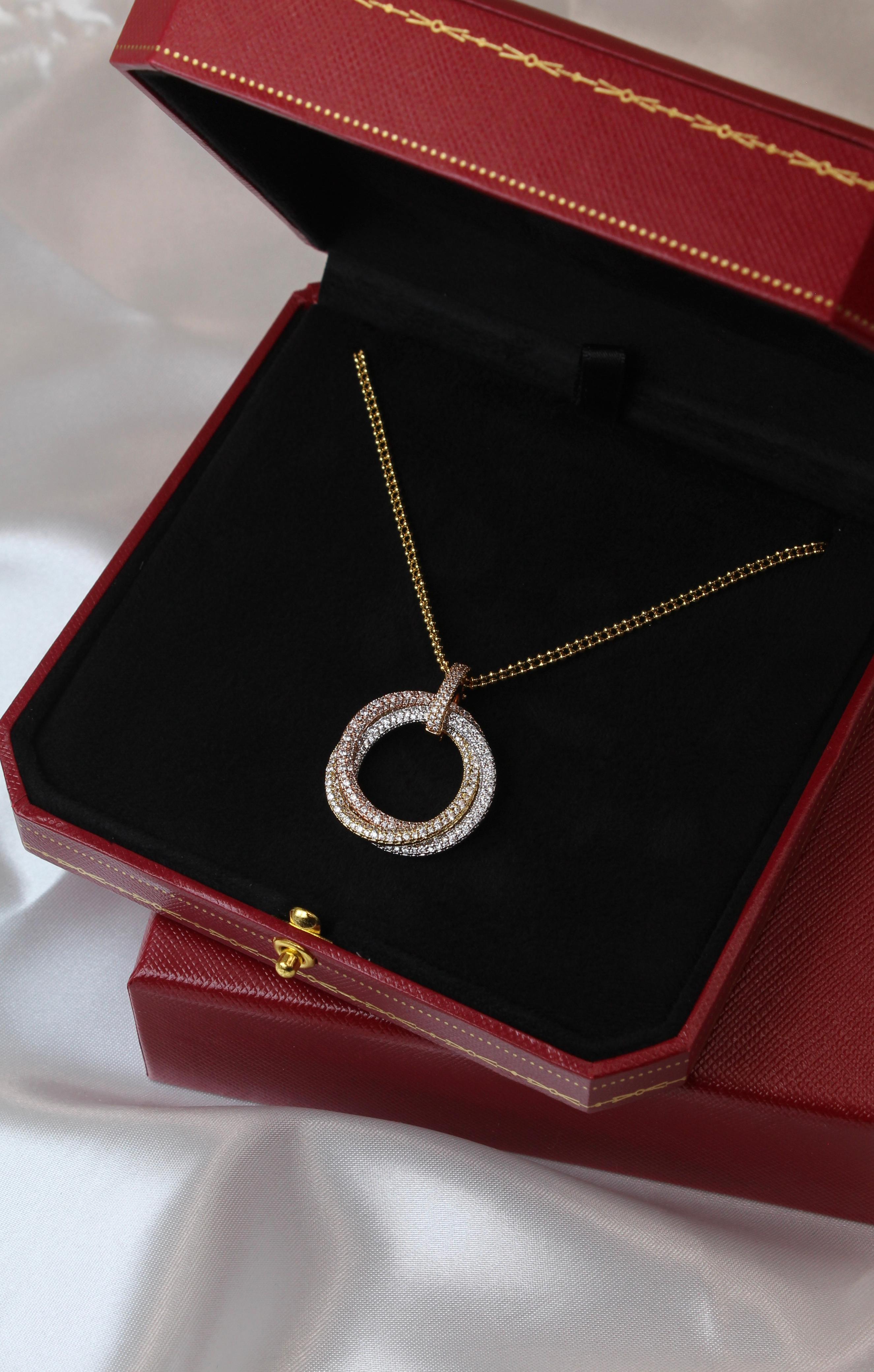 Cartier Mixed Gold and Diamond Trinity Necklace