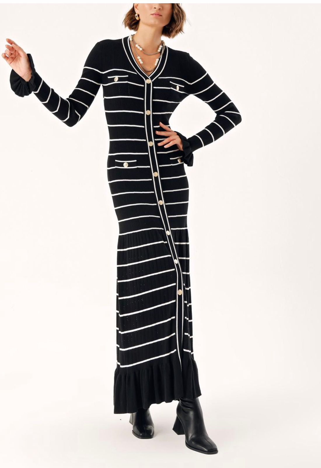 SANDRO ELINE KNIT MIDI DRESS