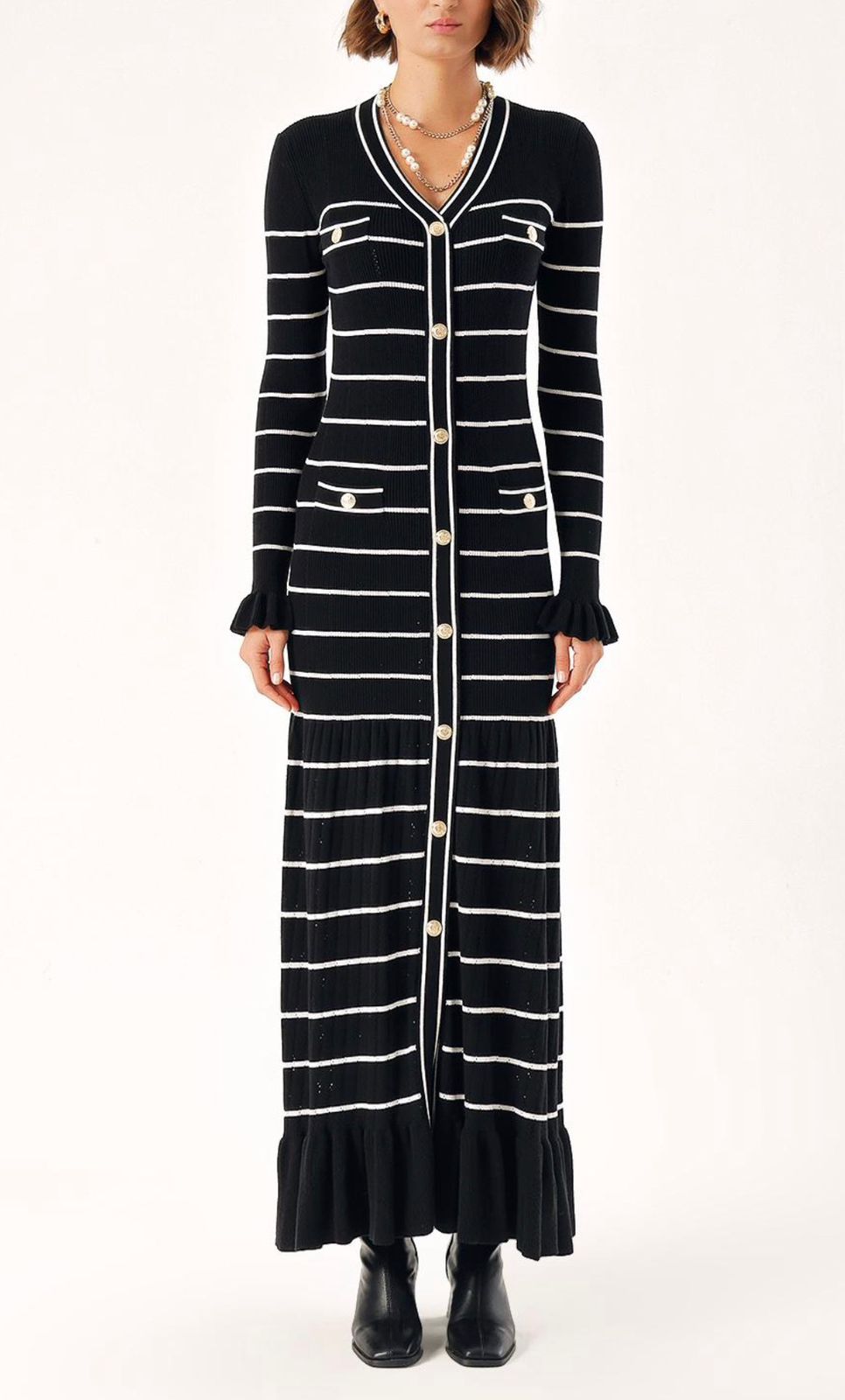 SANDRO ELINE KNIT MIDI DRESS