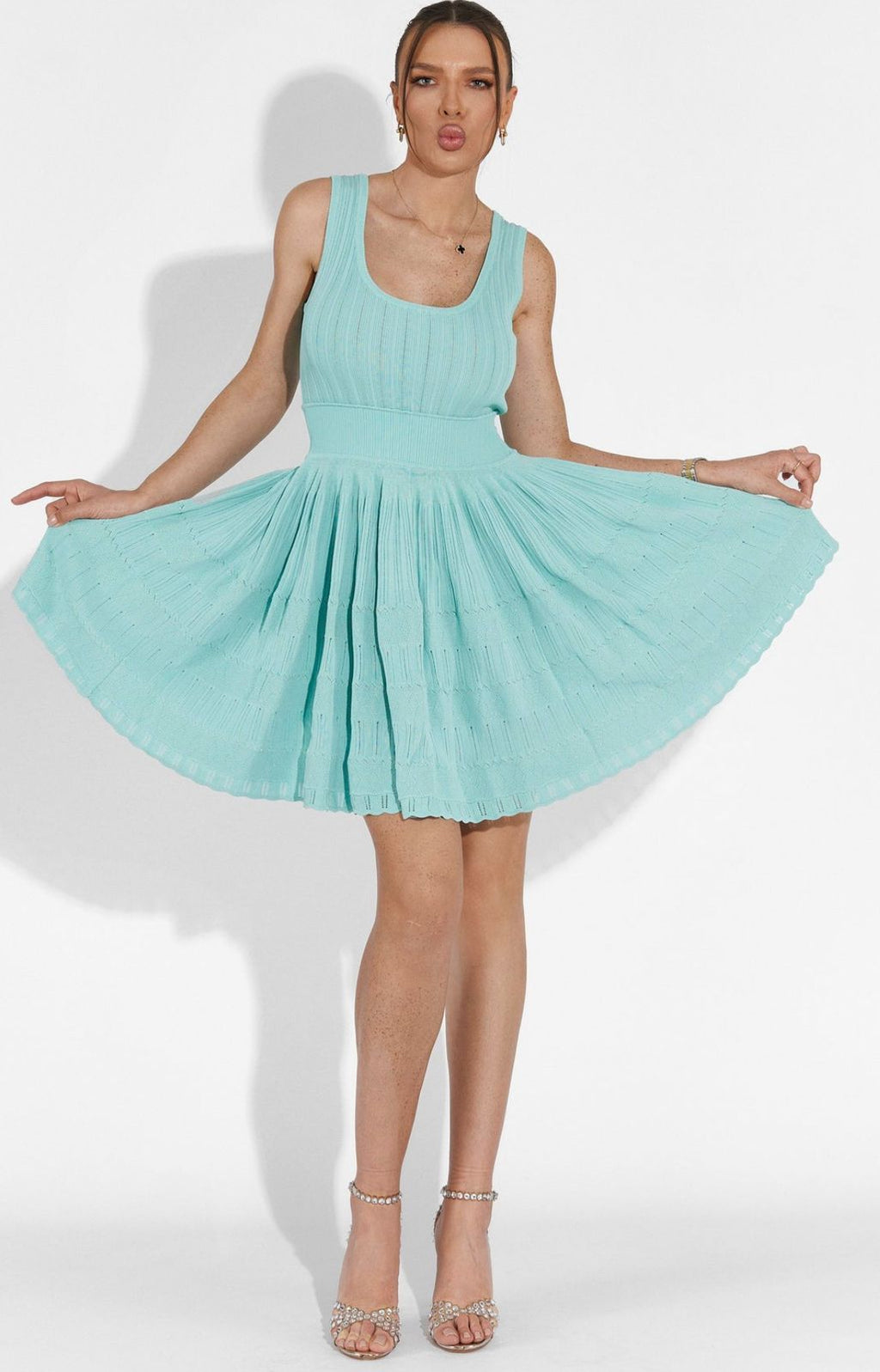 Alaïa Mixed Stitch Sleeveless Skater Dress