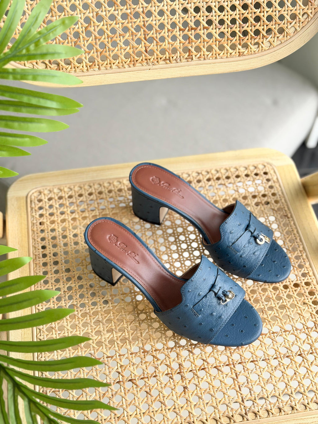 Loro Piana Summer Charms Sandal Flats Ostrich Leather