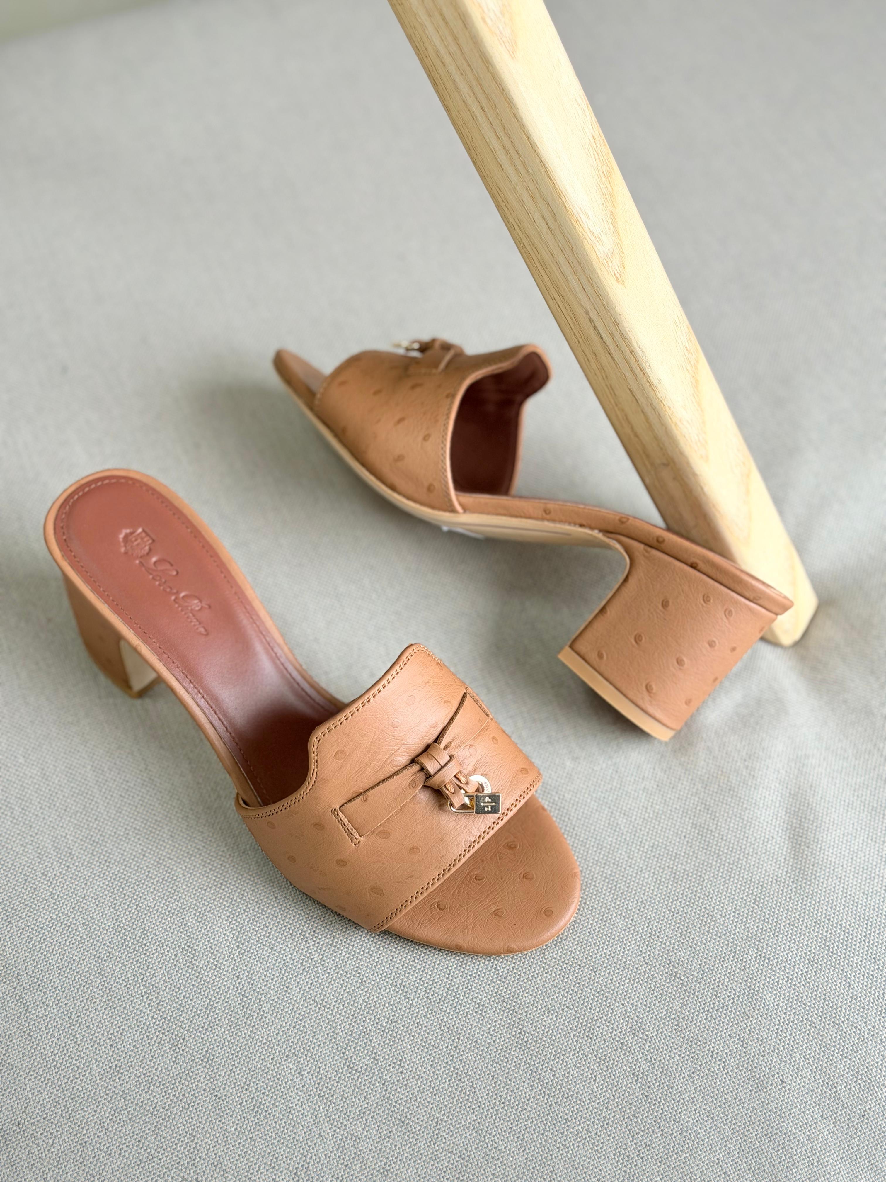Loro Piana Summer Charms Sandal Flats Ostrich Leather