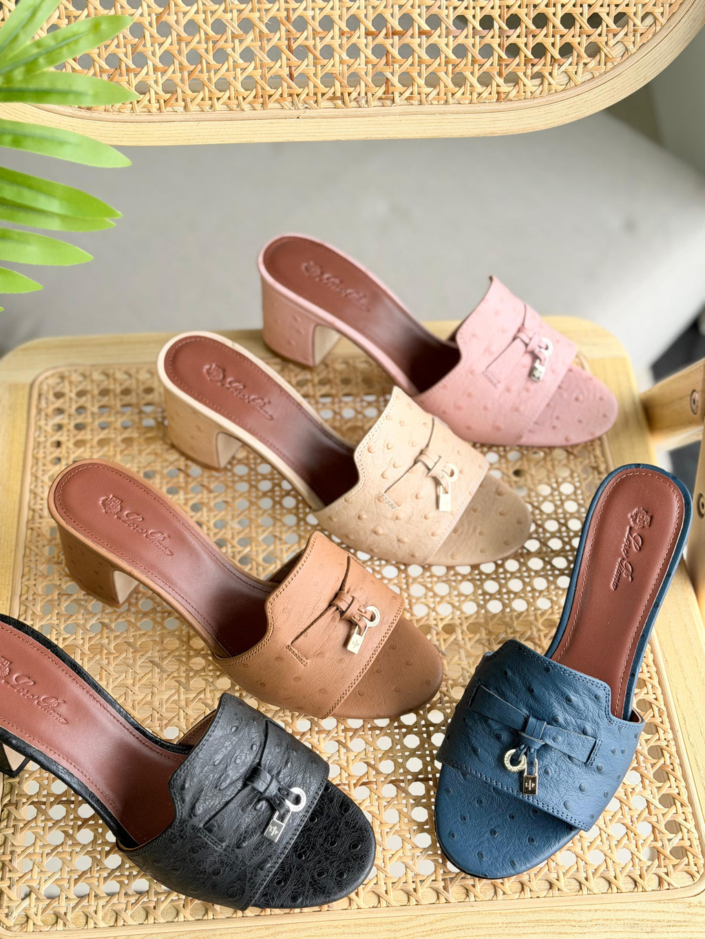 Loro Piana Summer Charms Sandal Flats Ostrich Leather
