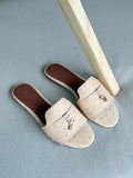 Loro Piana Summer Charms Sandal Flats Ostrich Leather