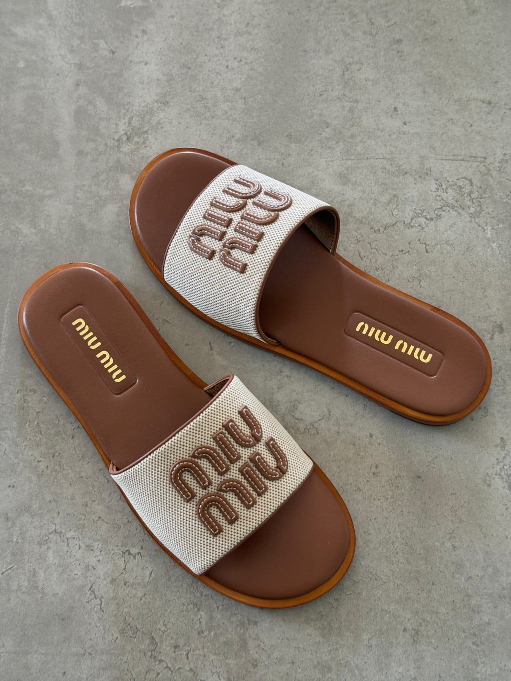 Miu Miu Canvas slide sandals