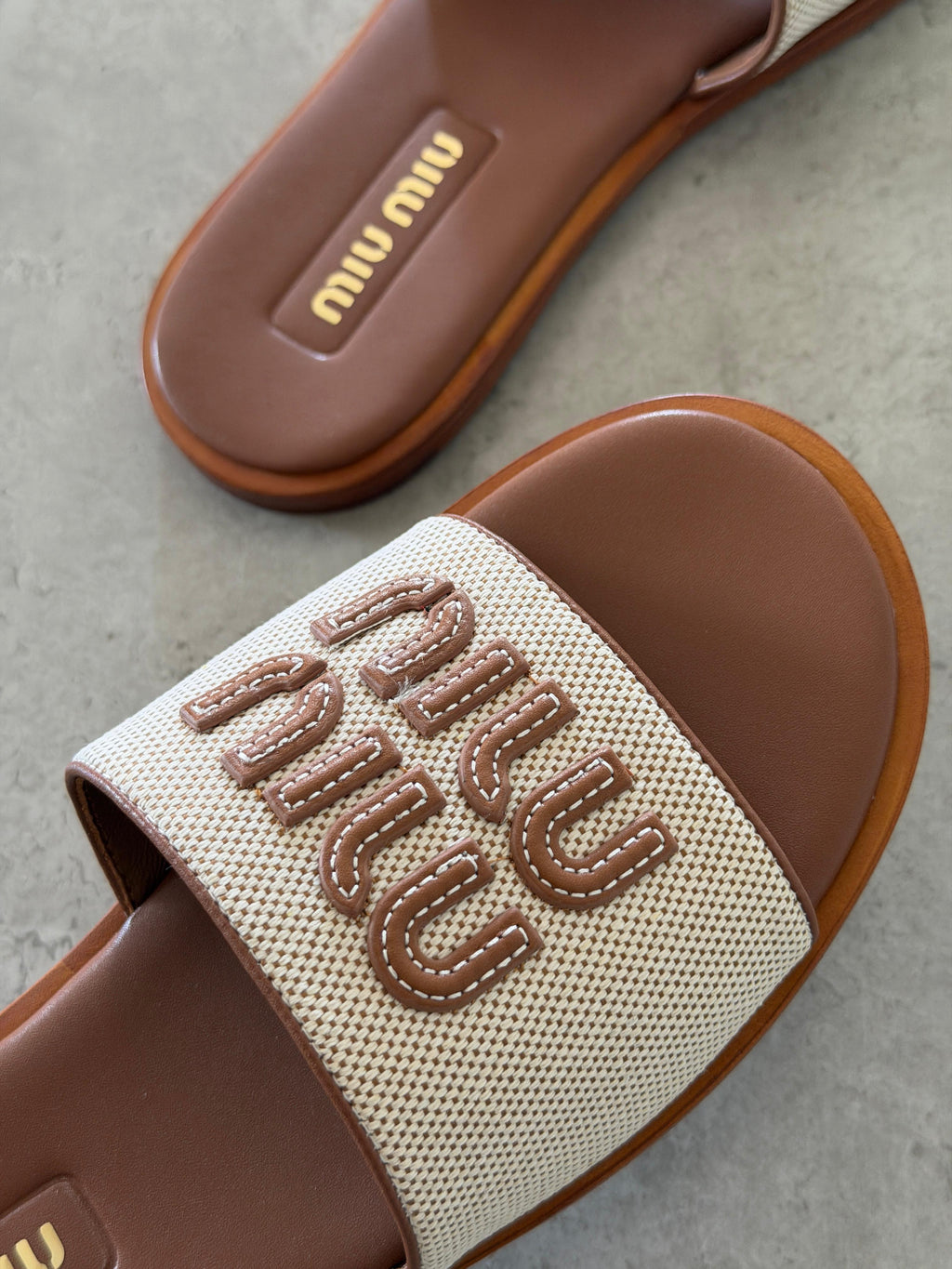 Miu Miu Canvas slide sandals