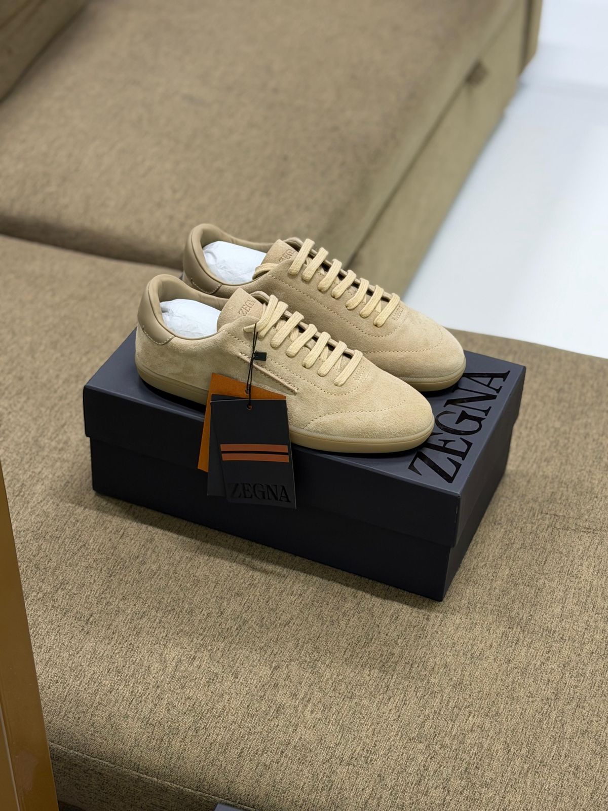 ZEGNA Black Suede Triple Stitch Sneakers (Copy)