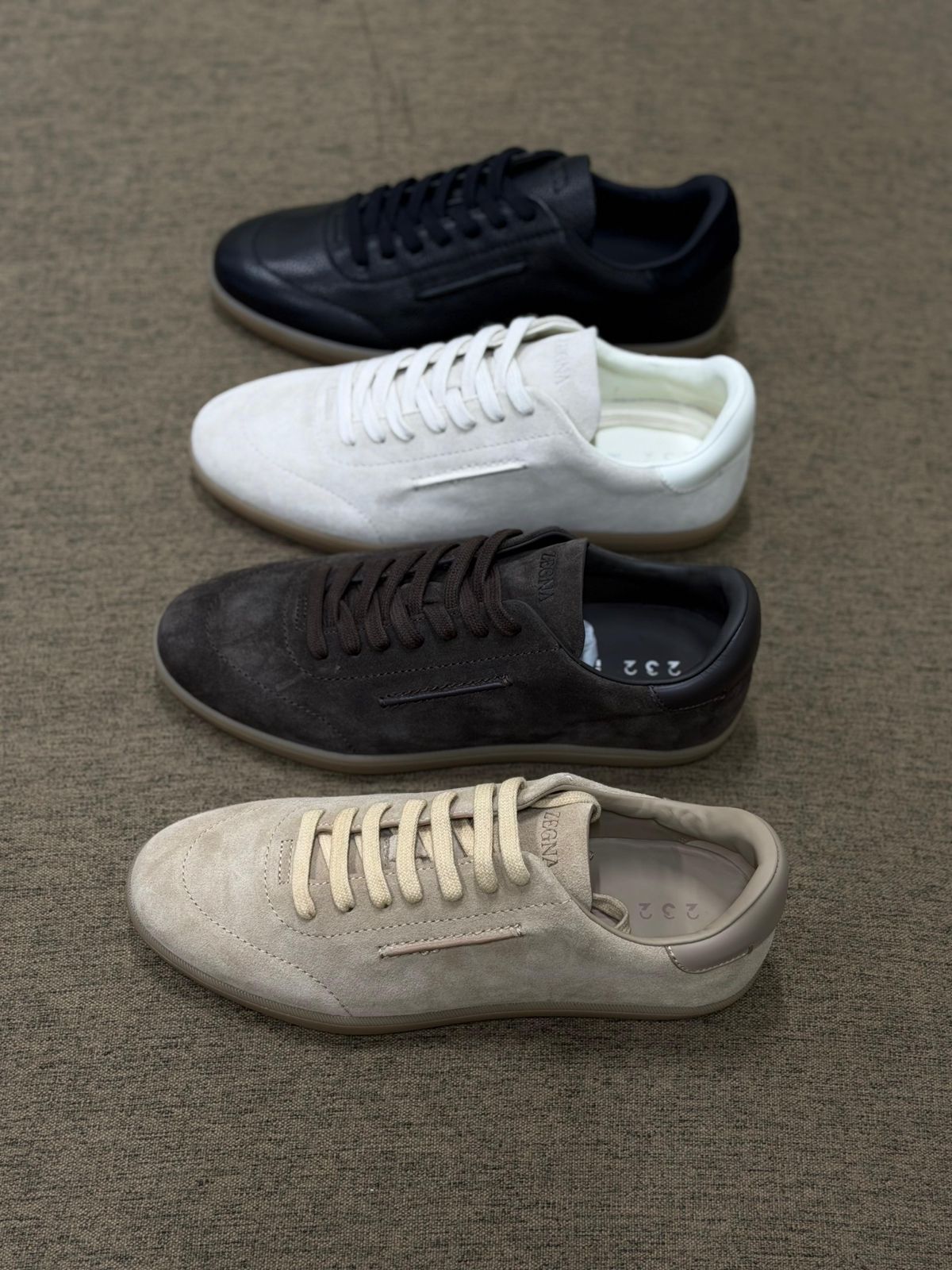 ZEGNA Black Suede Triple Stitch Sneakers (Copy)