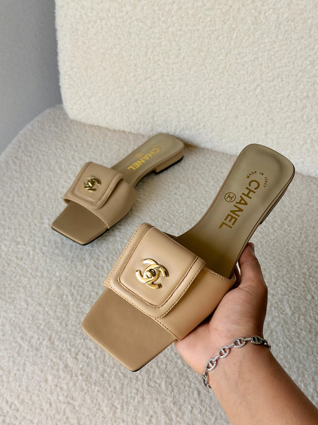 Chanel Lambskin Quilted Turnlock Flat