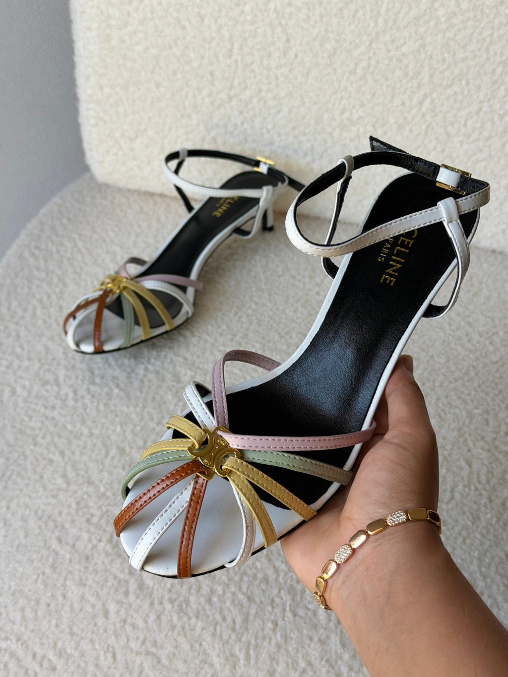 CELINE TRIOMPHE SANDAL IN LAMINATED CALFSKIN