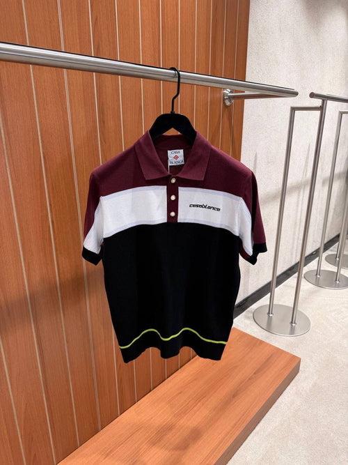 Casablanca Striped Short-Sleeve Polo Shirt