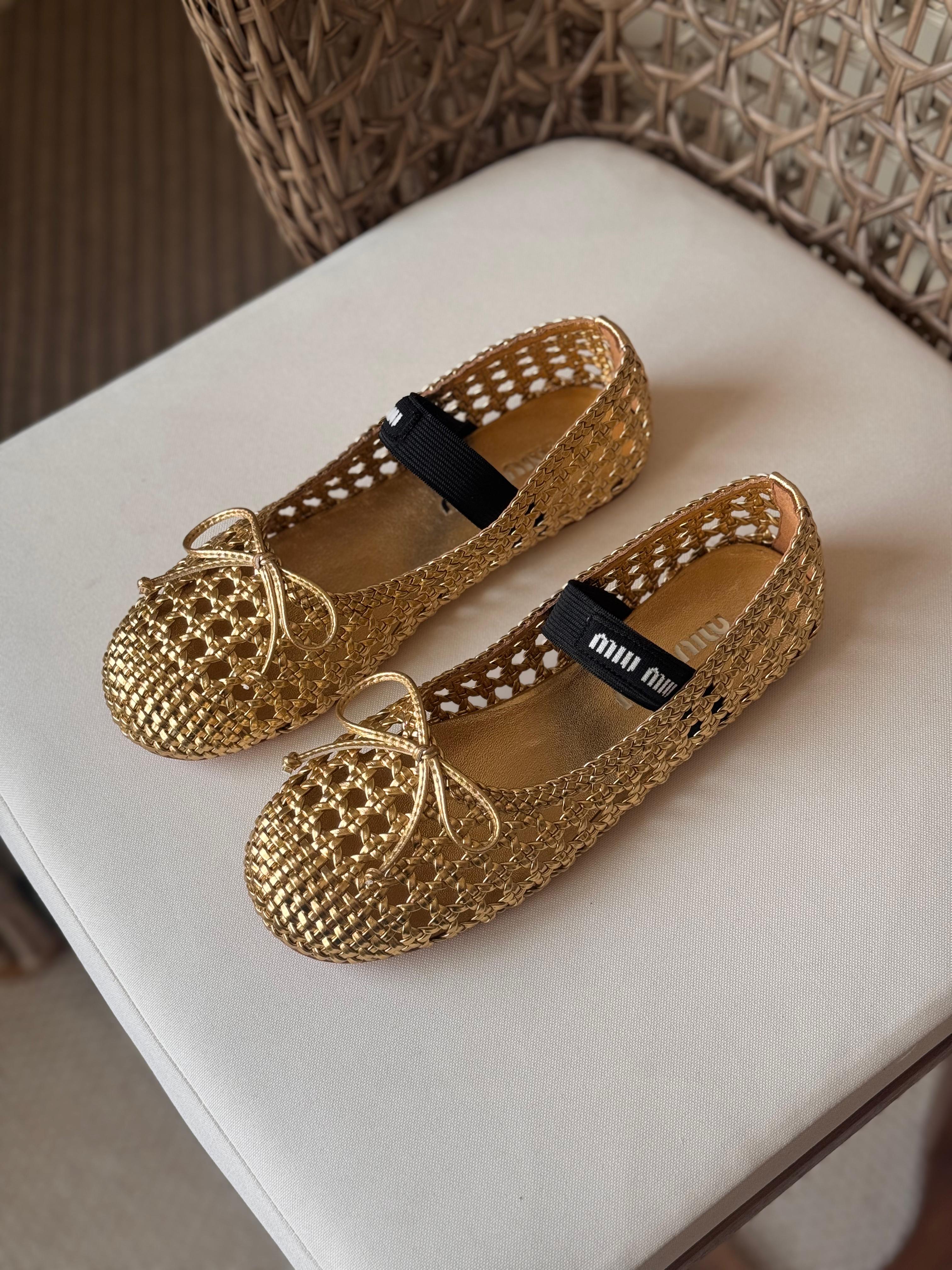 Miu Miu Woven nappa leather ballerinas