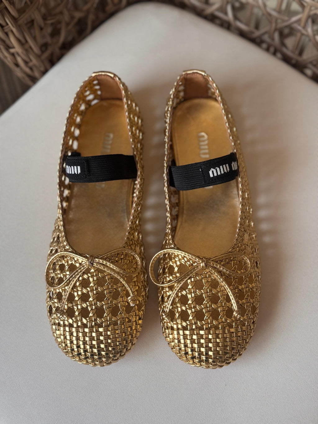 Miu Miu Woven nappa leather ballerinas