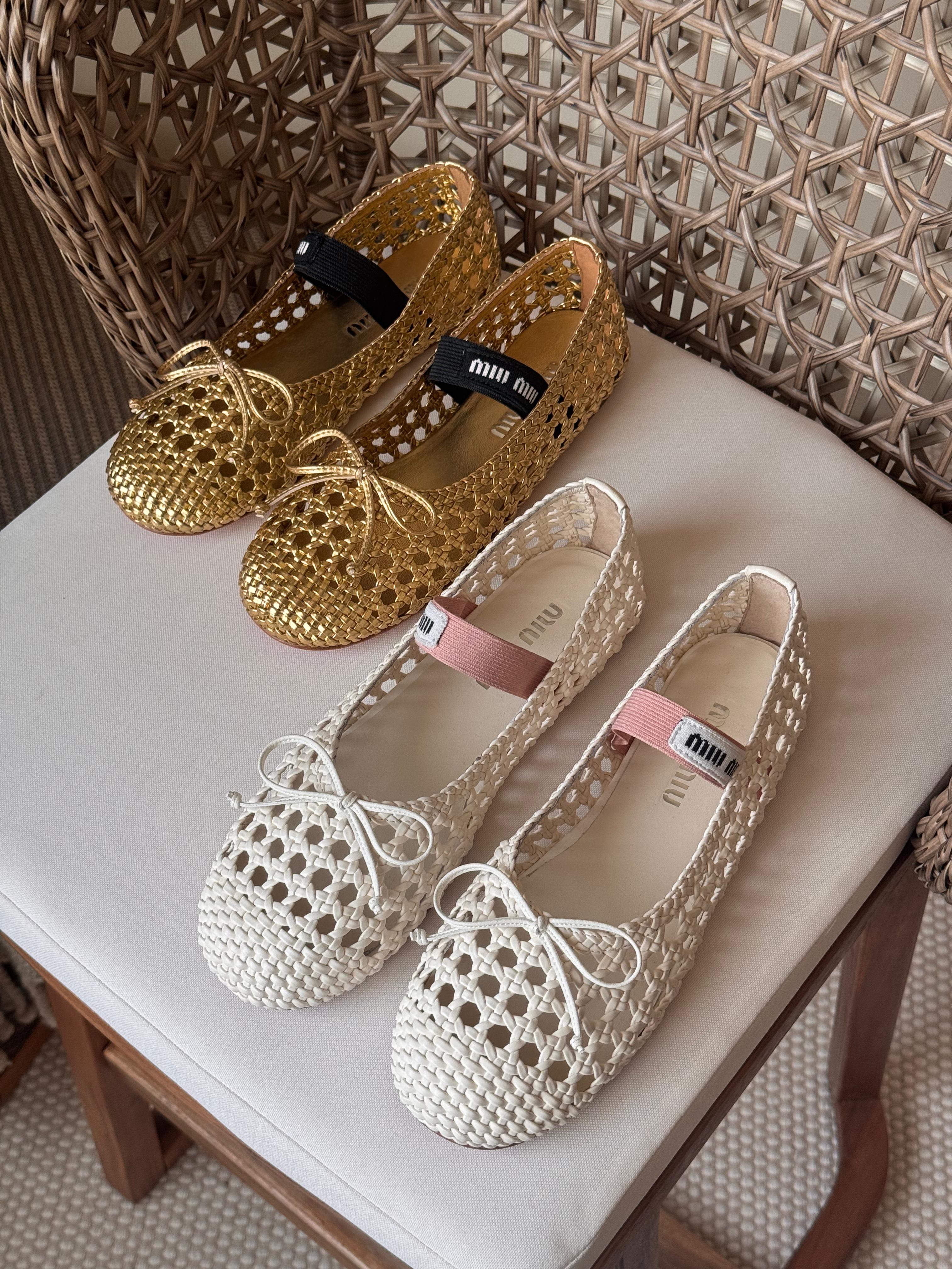 Miu Miu Woven nappa leather ballerinas