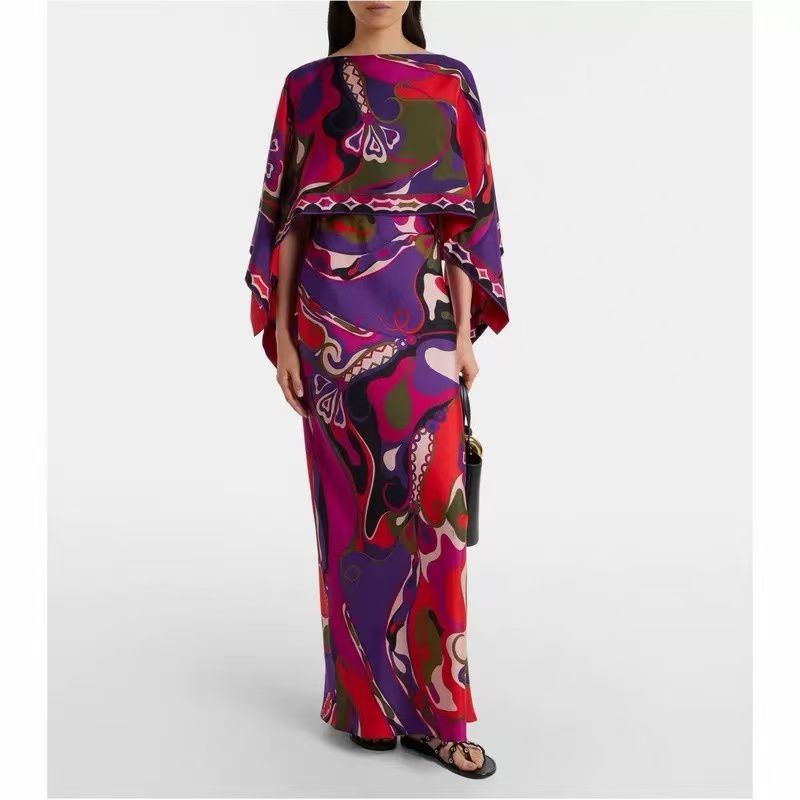 Buy Pucci Pink Orchidee-print Cape Maxi Dress