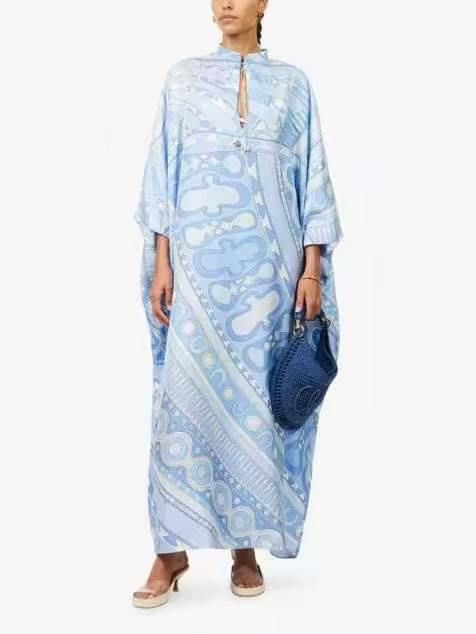 Pucci Blue Soleil-print Kaftan in Silk