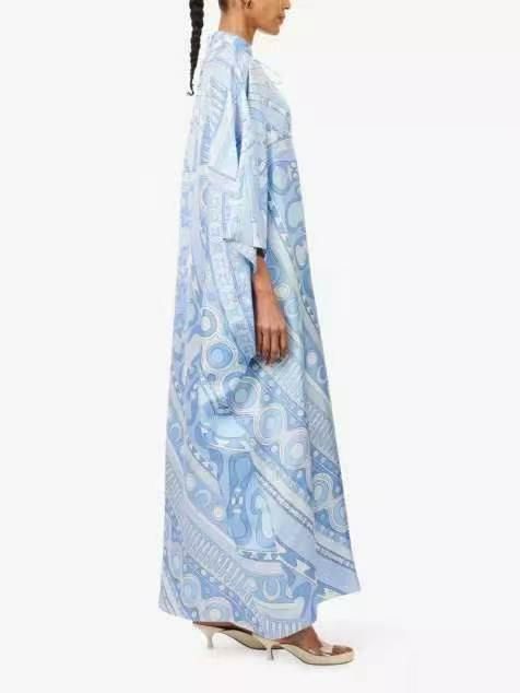 Pucci Blue Soleil-print Kaftan in Silk