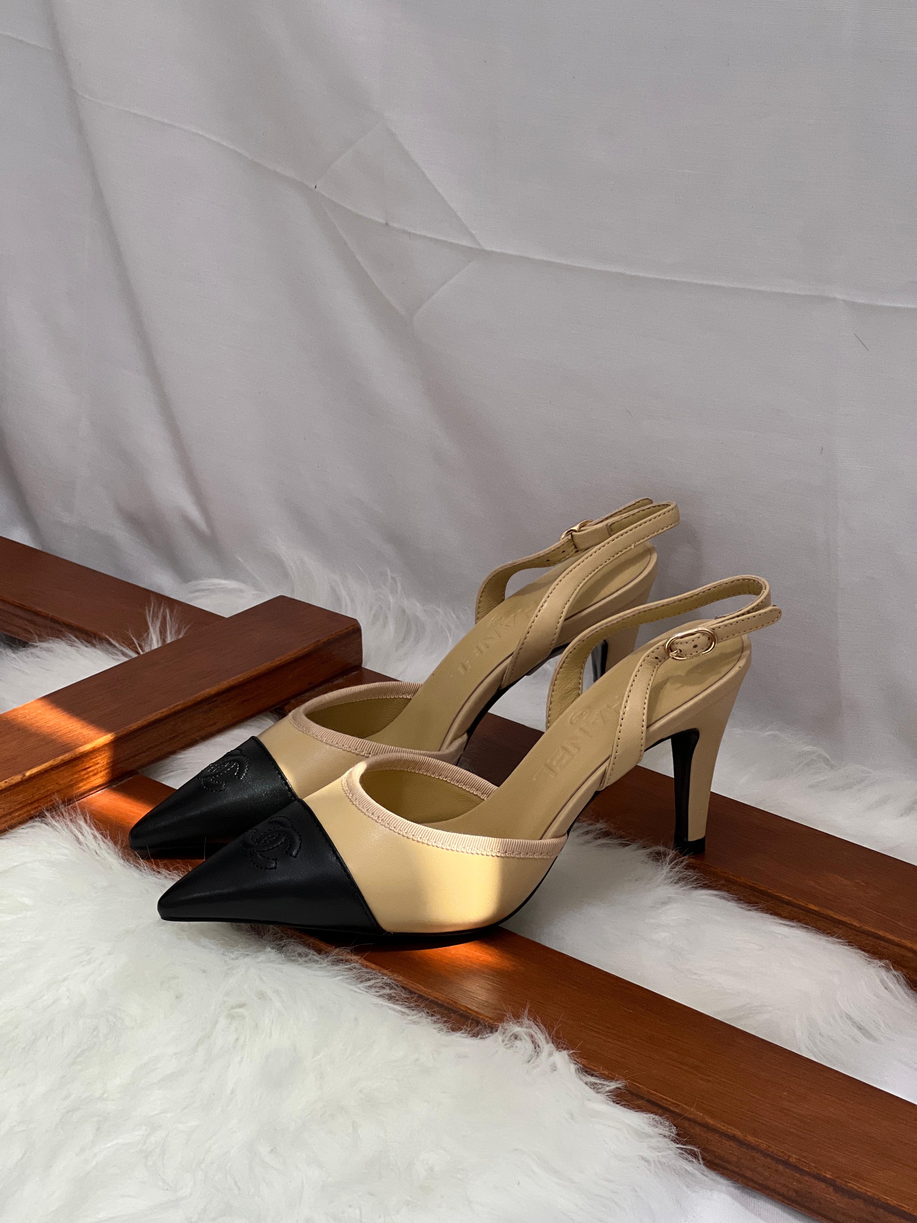 Chanel Heel Slingbacks in Iridescent Lambskin