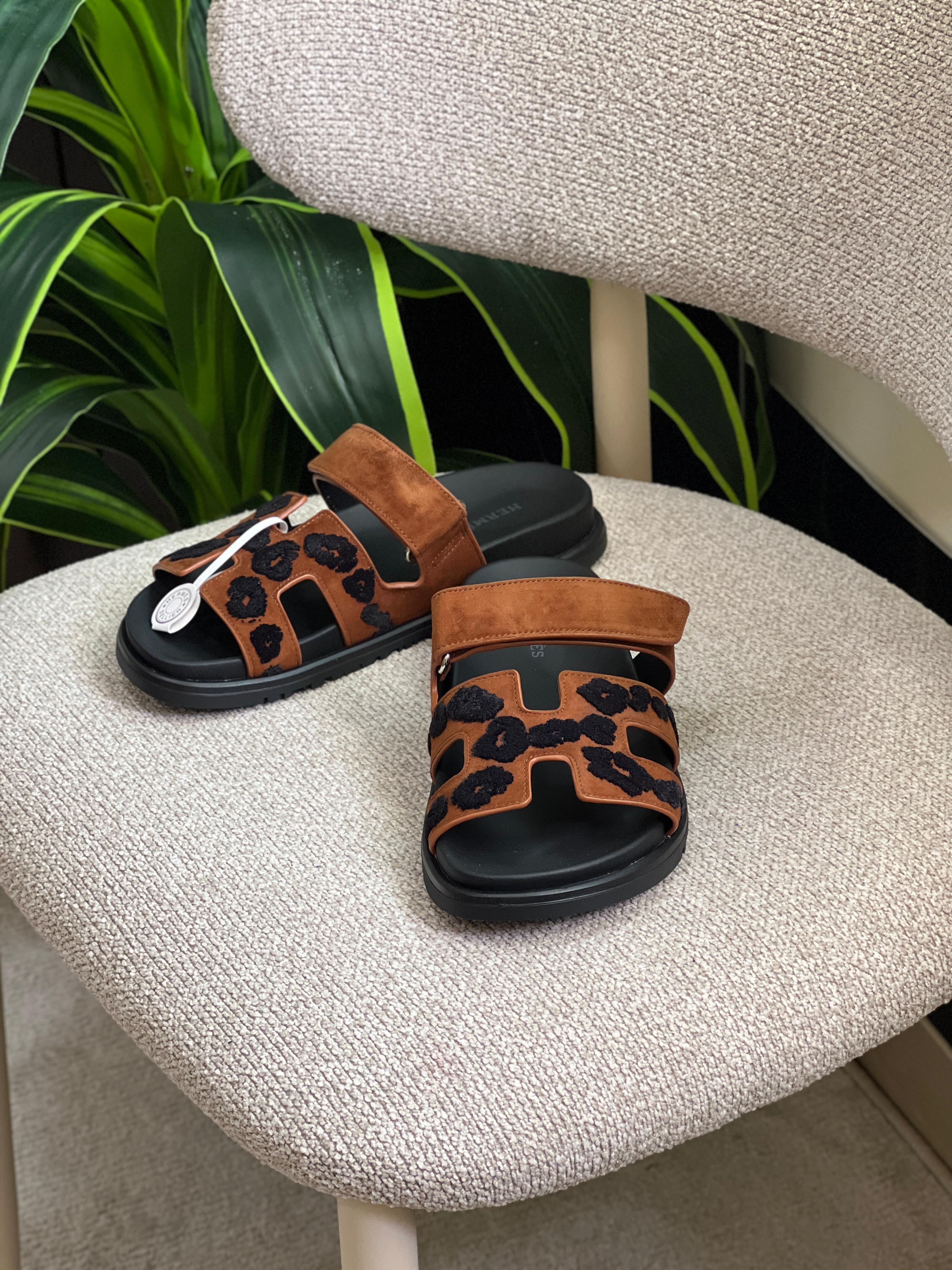 Hermes Chypre Sandal Tufted Suede