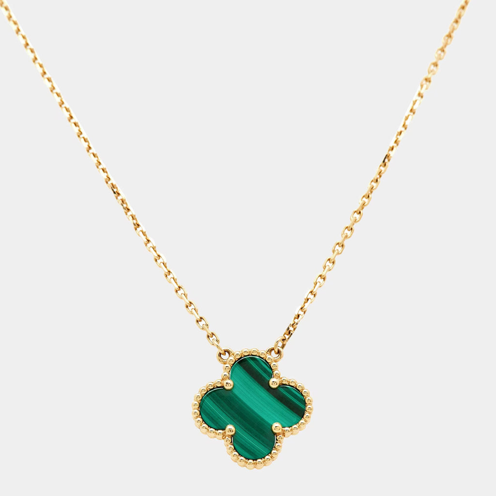 VAN CLEEF Malachite Vintage Alhambra Pendant Necklace